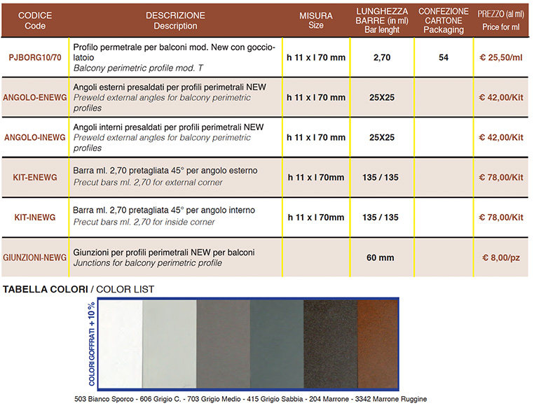 Profilo Perimetrale Per Balconi New - Colori Goffrato - Dettagli